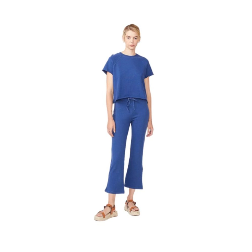 MONROW Light Navy Wide Leg Lounge Sweatpants Small NEW